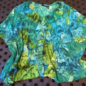 Maggie Barnes Flowy Vibrant Watercolor Blouse